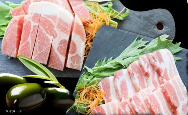 「オリーブ豚 肩ロース＆バラ 焼肉 2種食べ比べセット」1kg