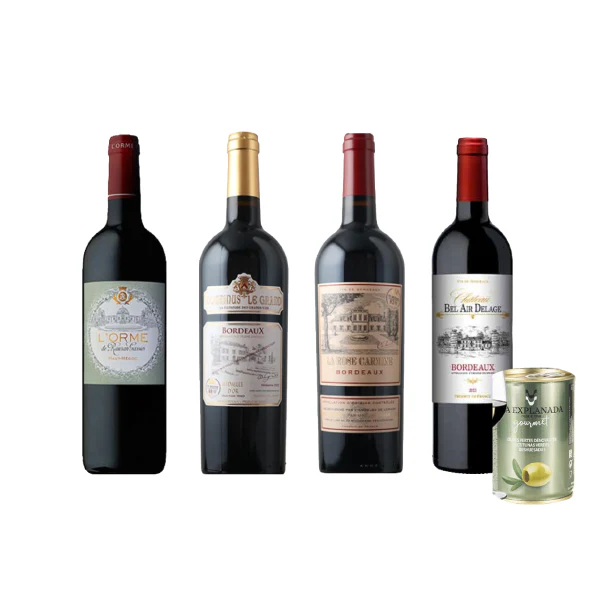「Kuradashi10周年限定!厳選ボルドー赤ワインランダムセット(オリーブ缶つき)」750ml